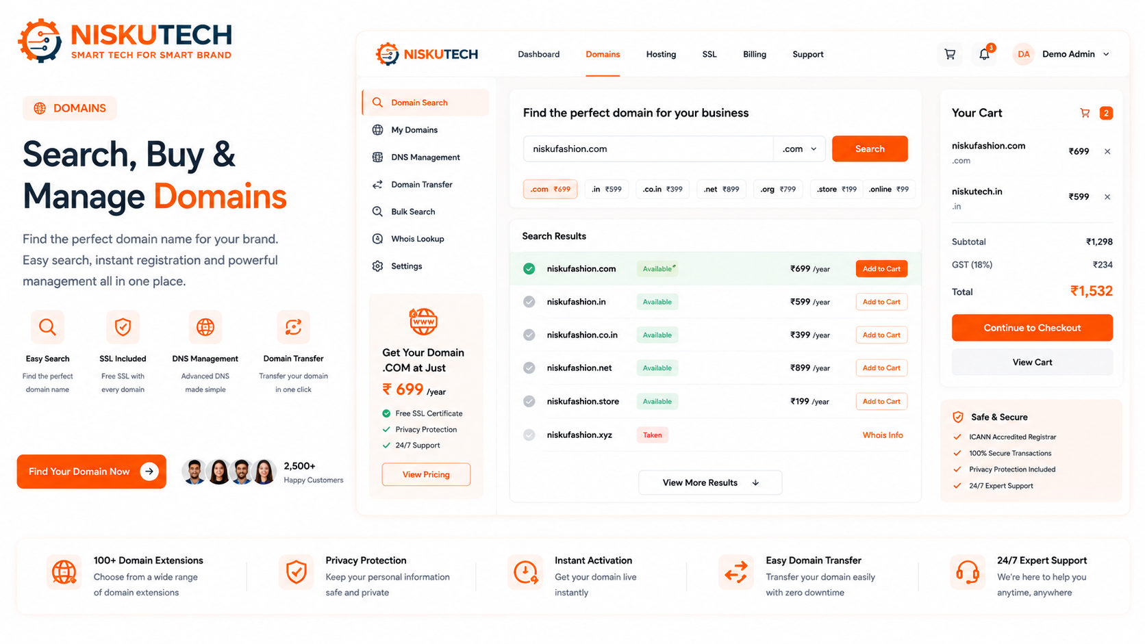 Domains & Hosting — NiskuTech