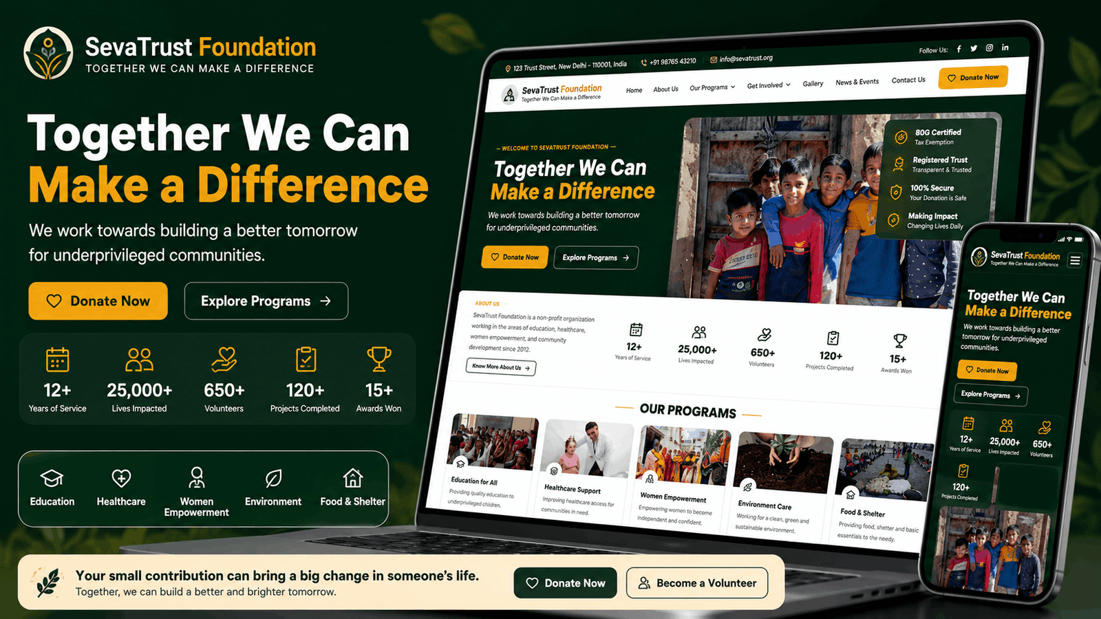 SevaTrust Foundation — NGO & Trust website by NiskuTech